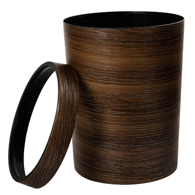 Modern Havana wood finish dustbin with ring lid