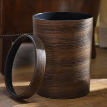Load image into Gallery viewer, Modern Havana wood finish dustbin with ring lid
