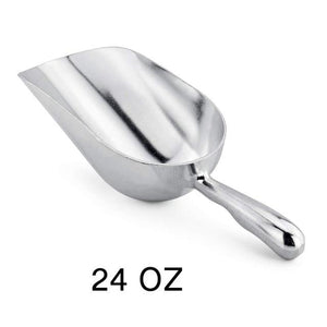 large 24 oz sized silver coloured ice scooper