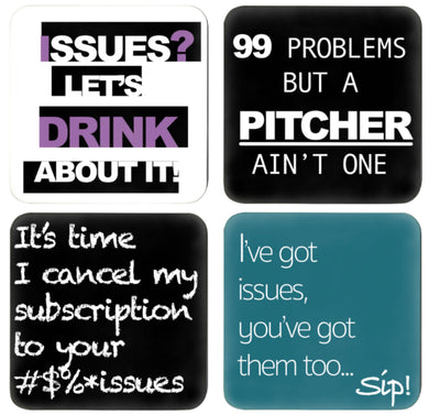 4 coasters on quotes of issues 