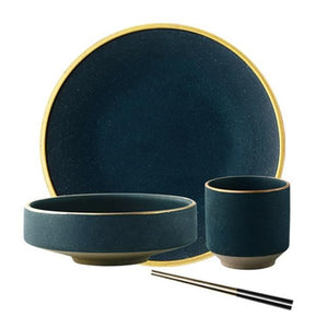 SET OF 4 including a plate, bowl, cup and a pair of chopsticks FunkChez