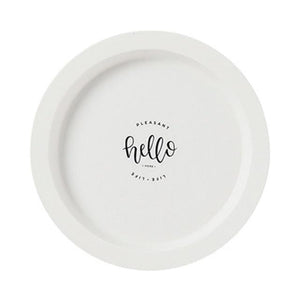 Modern Locus White Designer Plate with Hello quote