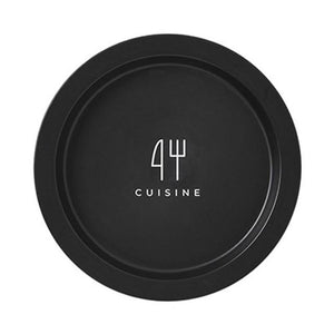 Modern Locus Black Designer Plate with Cuisine quote