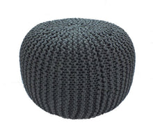 Load image into Gallery viewer, LARGE GREY COLOURED MANGY KNITTED POUF- FUNKCHEZ