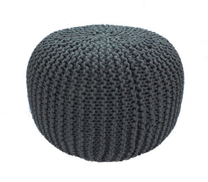 LARGE GREY COLOURED MANGY KNITTED POUF- FUNKCHEZ