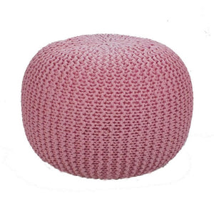 large pink colour mangy knitted pouf FunkChez