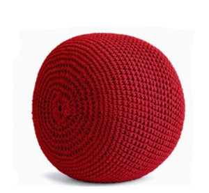 MANGY KNITTED POUF IN RED - FUNKCHEZ