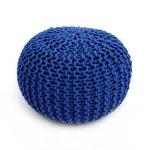 Load image into Gallery viewer, MANGY BLUE KNITTED POUF - FUNKCHEZ