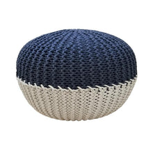 Load image into Gallery viewer, marco navy blue and beige doube colored pouf ottoman - FunkChez