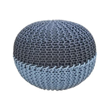 Load image into Gallery viewer, marco navy blue and light blue doube colored pouf ottoman - FunkChez