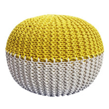 Load image into Gallery viewer, marco yellow and beige doube colored pouf ottoman - FunkChez
