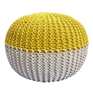 marco yellow and beige doube colored pouf ottoman - FunkChez