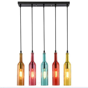 5 MEXICAN BOTTLE LIGHTS IN DIFFERENT COLOURS ON A RECTANGLE PLATE