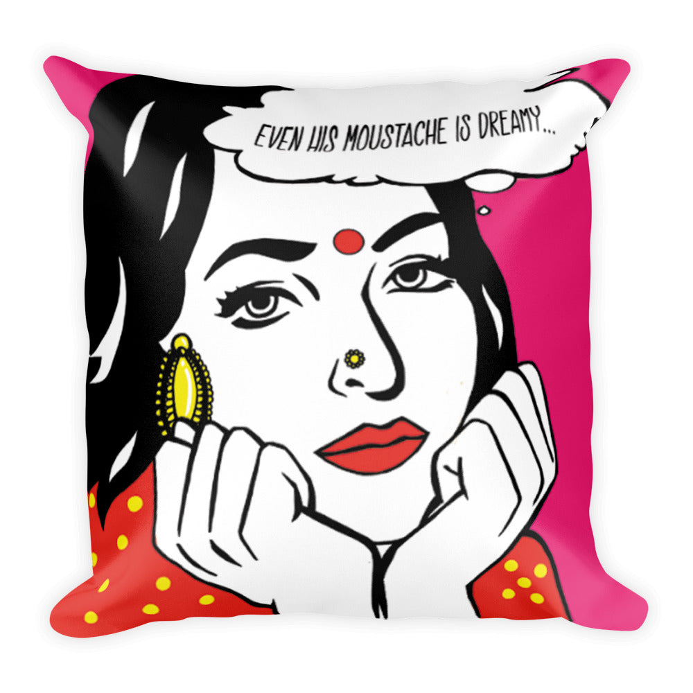 indian girl in love printed on a throw pillow -FunkChez