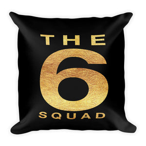 the 6 squad printed in gold on a black cushion - FunkChez