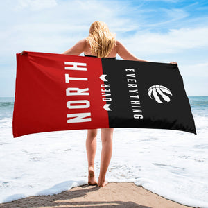 North over everything printed on a beach towel wrapped around a girl -FunkChez