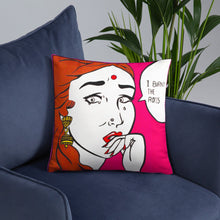 Load image into Gallery viewer, funny design and text of an indian girl throw pillow placed on a couch FunkChez