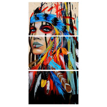 Load image into Gallery viewer, NATIVE AMERICAN GIRL 3 panel painting
