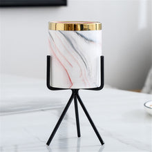 Load image into Gallery viewer, Nordic Coloured Porcelain Marble Style Gold Rimmed Planter