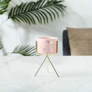 Nordic Gold Infused Porcelain Marble Planter
