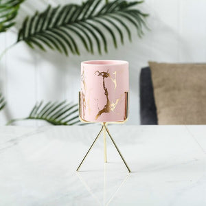 Nordic Gold Infused Porcelain Marble Planter