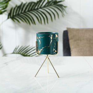 Nordic Gold Infused Porcelain Marble Planter