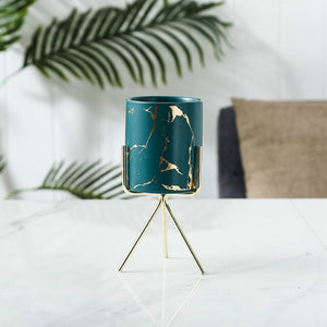 Nordic Gold Infused Porcelain Marble Planter
