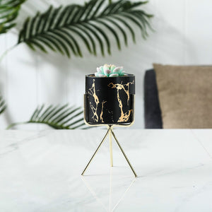 Nordic Gold Infused Porcelain Marble Planter