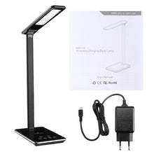 Load image into Gallery viewer, 48LED Table Desk Lamp QI Wireless Charging Dimming Touch Switch Reading Light Phone Charger Pad Eye-protect Book Light with Plug