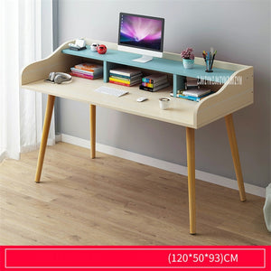 B2658 120cm Economic And Creative Wood Simple Office Desk Double Layer Student Writing Laptop Desk Bedroom Modern Computer Desk