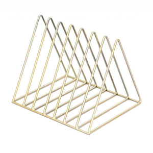 Nordic Minimalist Iron Wire Desktop Bookshelf Holder Metal Bookend for Home Office Newspaper Magazine Organizing Table Decor