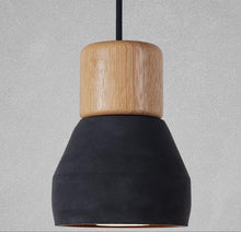 Load image into Gallery viewer, amara pendant light in black and wood finish