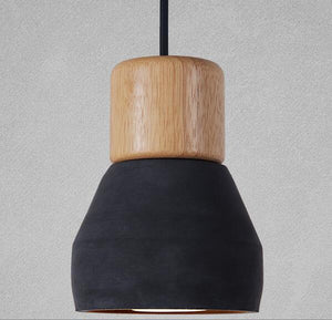 amara pendant light in black and wood finish