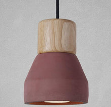 Load image into Gallery viewer, amara pendant light in red and wood finish