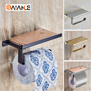 The Loo Ledge: Single Toilet Paper Holder with Phone Shelf - Note: Stainless Steel Construct