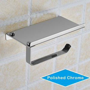 The Loo Ledge: Single Toilet Paper Holder with Phone Shelf - Note: Stainless Steel Construct