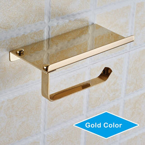 The Loo Ledge: Single Toilet Paper Holder with Phone Shelf - Note: Stainless Steel Construct