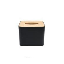 Load image into Gallery viewer, black banbo tissue box holder with wooden lid funkchez