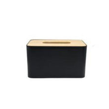Load image into Gallery viewer, black banbo tissue box holder with wooden lid funkchez