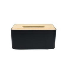 Load image into Gallery viewer, black banbo rectangular tissue box holder with wooden lid - funkchez