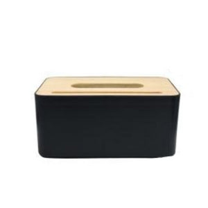 black banbo rectangular tissue box holder with wooden lid - funkchez