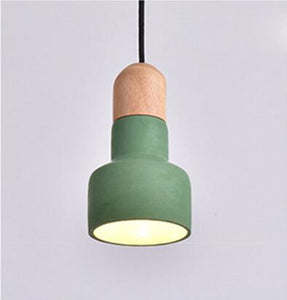 amara pendant light in green and wood finish