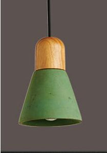 amara pendant light in green and wood finish