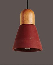 Load image into Gallery viewer, amara pendant light in red and wood finish