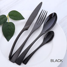 Load image into Gallery viewer, 4 cutlery pieces in black colour from the nordane cutlery set collection