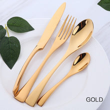 Load image into Gallery viewer, 4 cutlery pieces in gold colour from the nordane cutlery set collection