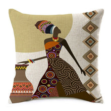 Load image into Gallery viewer, african lady with a big jar printed on a cushion cover