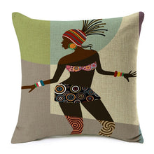 Load image into Gallery viewer, cushion cover with printed image of an african girl posing 