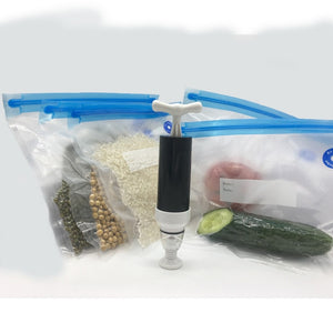 Vacuum bag sealer for food storage including 5 re-usable bags and the pump