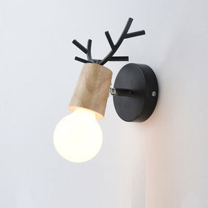 Ahorn wall lamp with black and wood base and bulb FunkChez